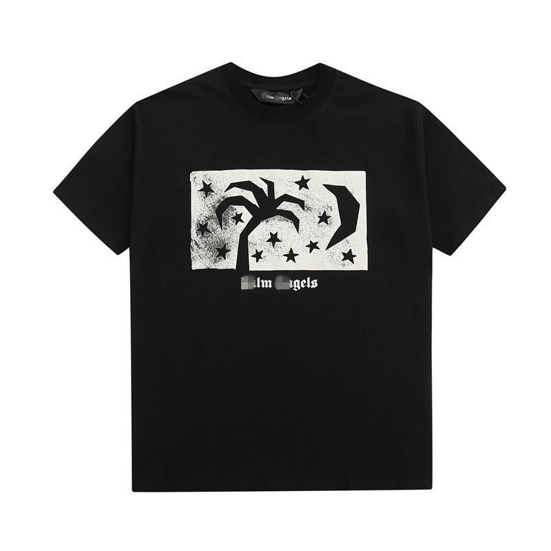 Palm Angels T-shirt Star Moon Print Short Sleeve T-shirt